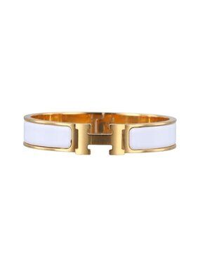 Hermes Clic Clac Gold White FI Bracelet